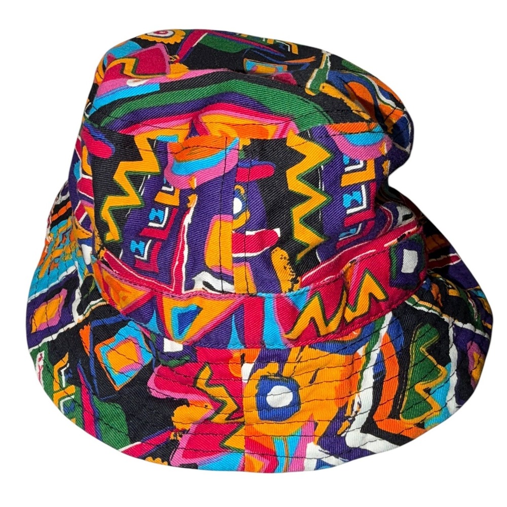 KBETHOS Abstract Geometric Print Bucket Hat Multi-Color 90s Retro Streetwear OS